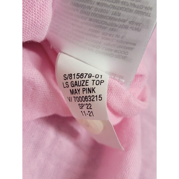 Gap Shirt Womens Small Tall Pink Long Sleeve Gauze Button Front Cotton Blouse - Picture 8 of 12